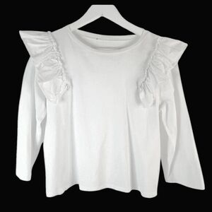 Ruffle shoulder cotton tee